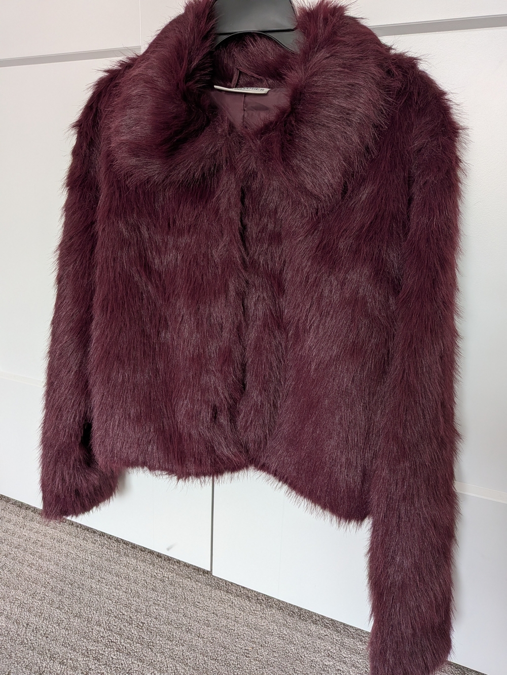 No Boundaries Plush Faux Fur Jacket in Plum